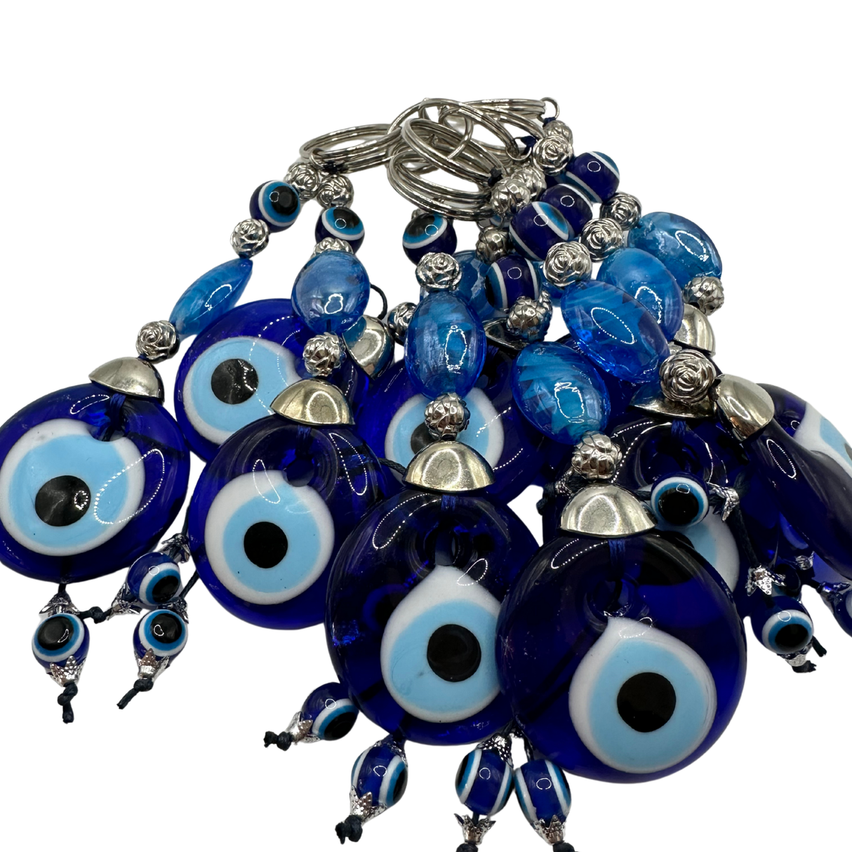 Handmade Blue Oval Bead Keychain – Nazar Charm (10PCS)