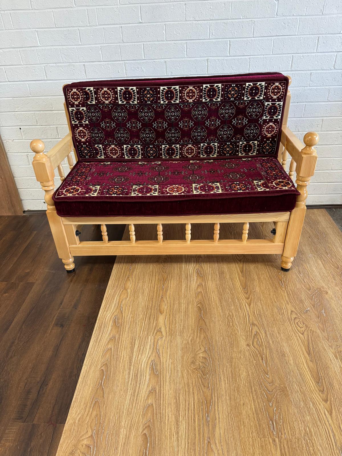 Double Sedir Cushion Maroon with Chair