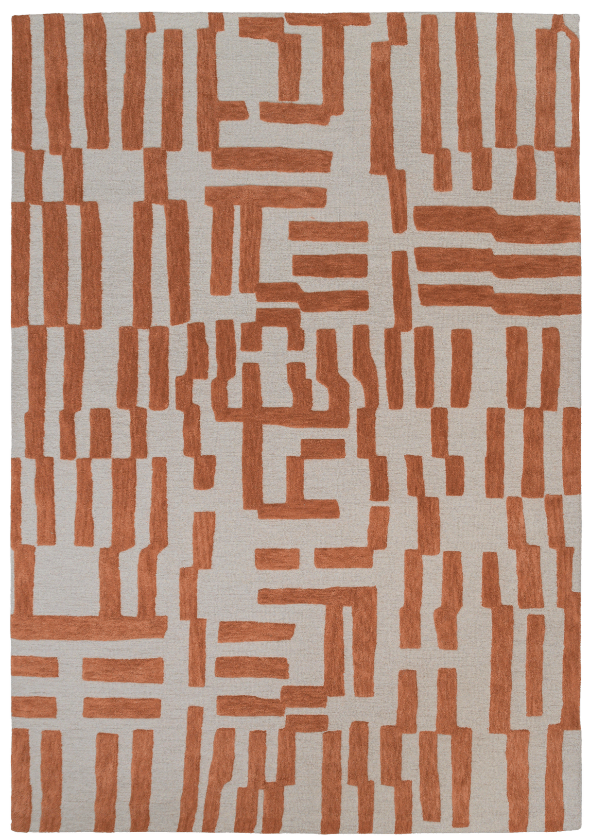 Fabien Handtufted Polyester Wool Rust Maze