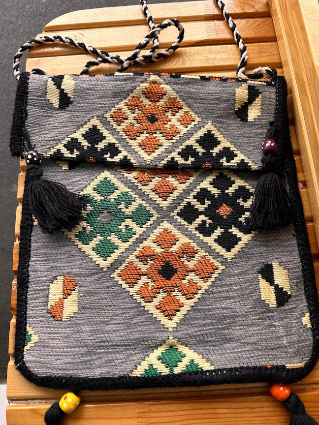 Unisex Kilim Messenger Bag Grey