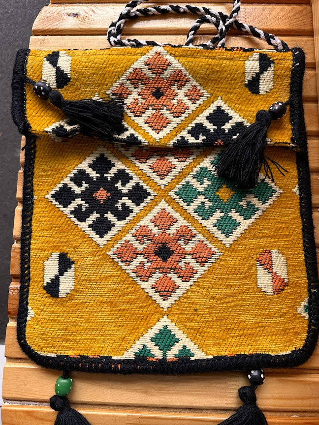 Unisex Kilim Messenger Bag Yellow