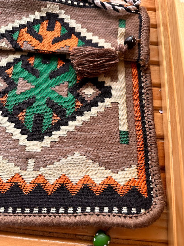 Unisex Kilim Messenger Bag Milky Brown