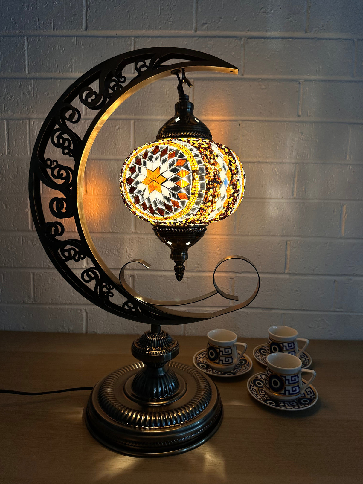 Crescent Moon Lamps - Brown Star