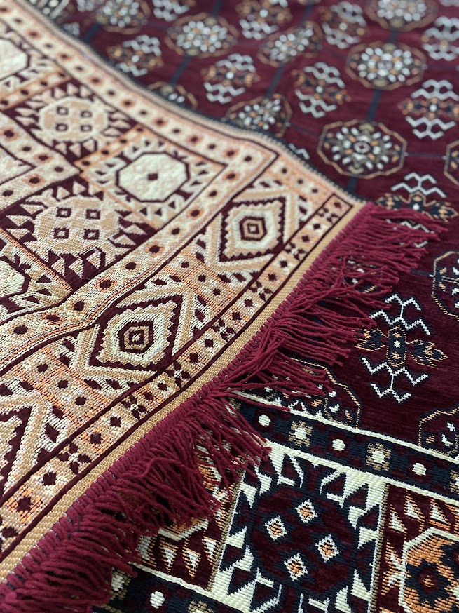 Turkish Cotton Rug Kilim - Burgundy