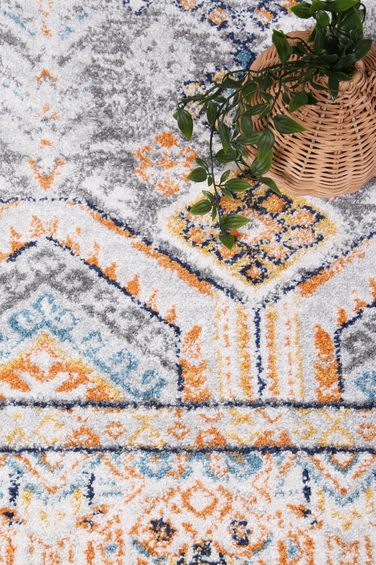 Provence Zaida Traditional Grey & Terracotta Rug - PROV12