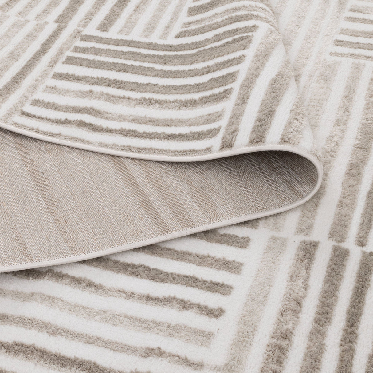 Serenity Linea Beige Geometric Rug