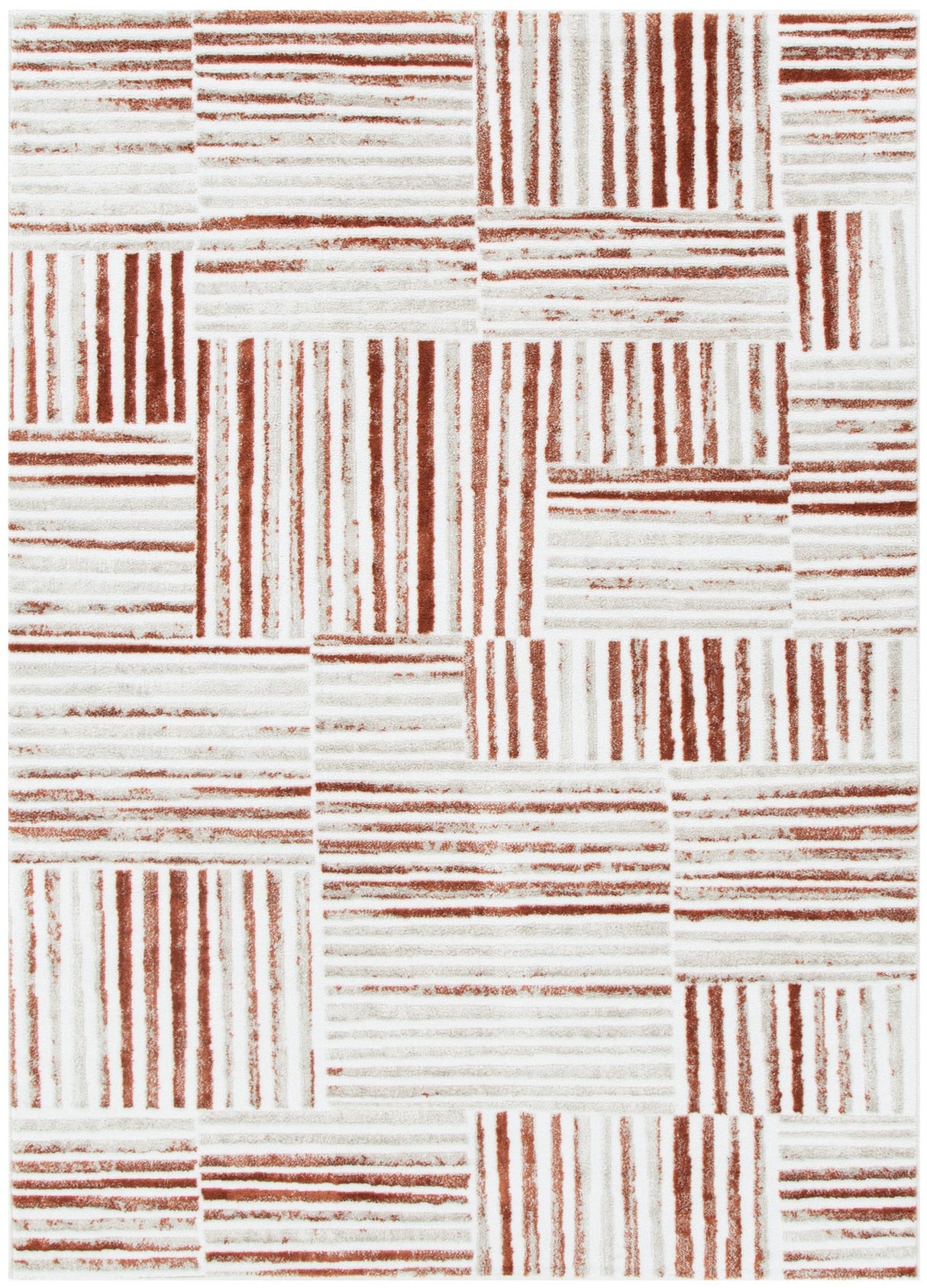 Wellington Geometric Lines Rust Rug - W004