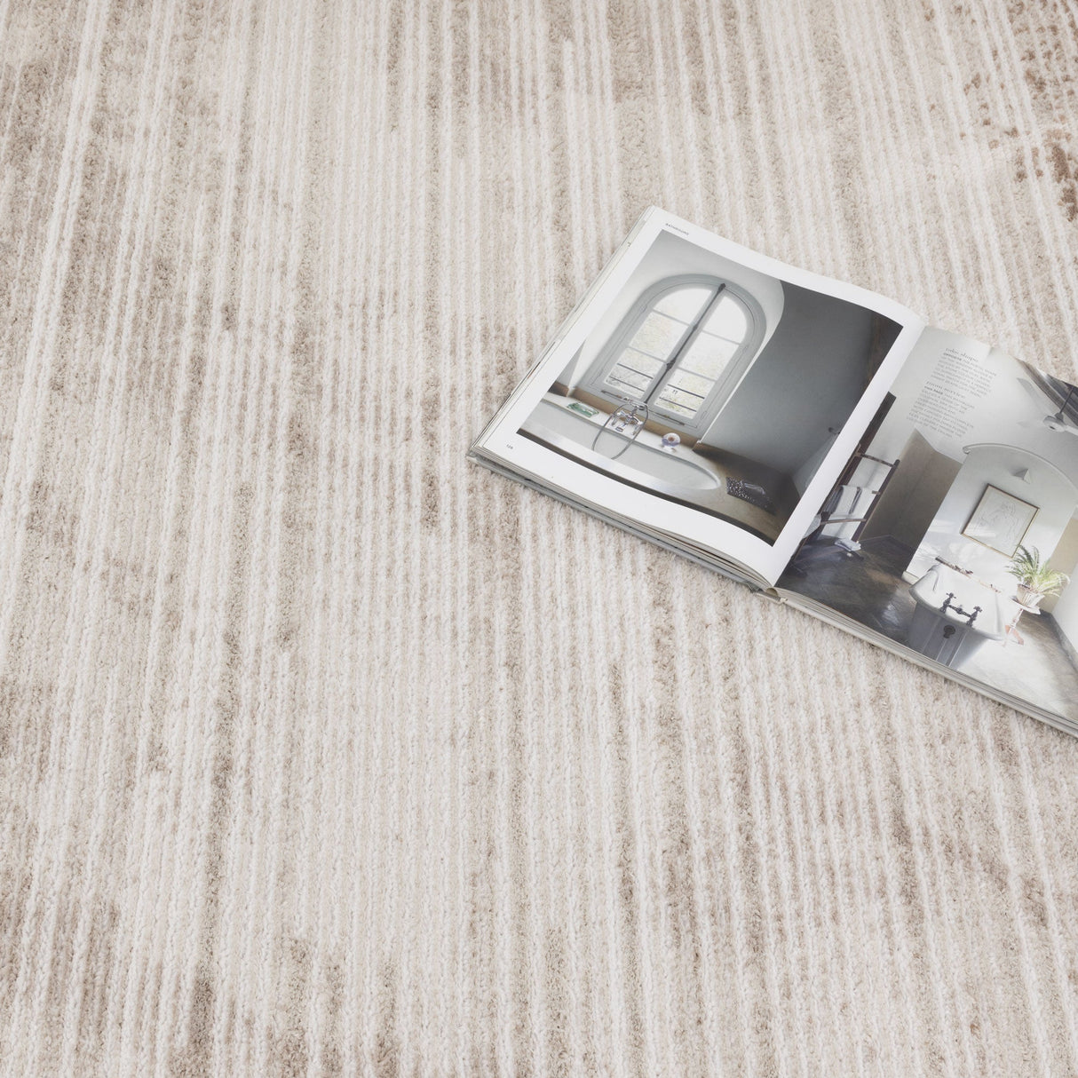 Wellington Distressed Lines Beige Textured Rug