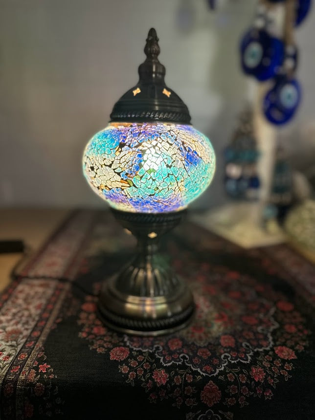 Table Lamps - Aqua Crackle