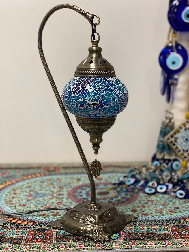 Swan Lamps - Blue Crackle