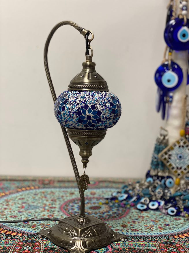 Swan Lamps - Blue Flower