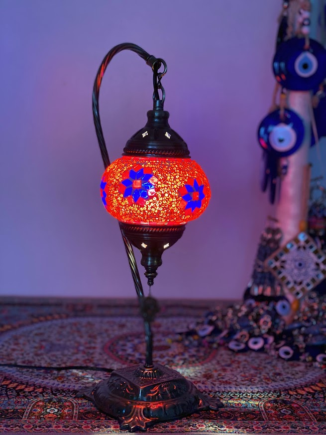 Swan Lamps - Red Blue Flower