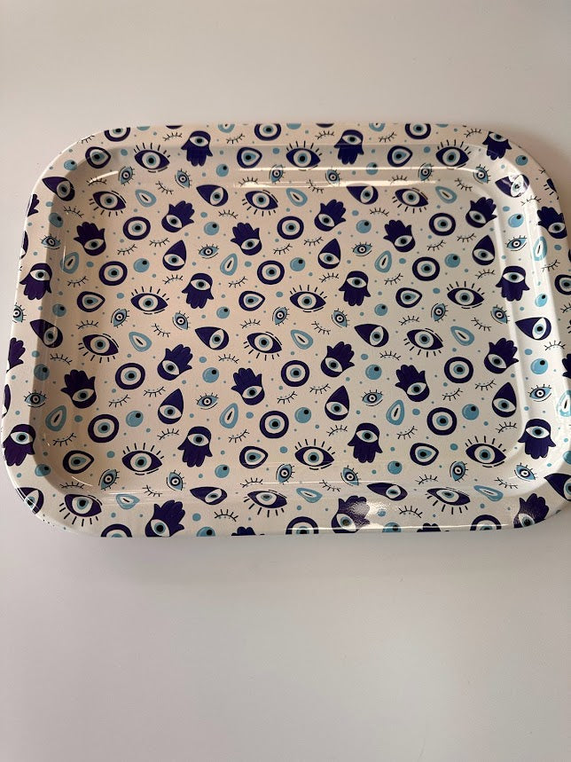 Evil Eye Metal Tray - Hamsa Hand