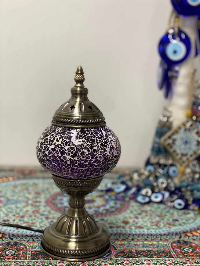 Table Lamp- Pink Crackle