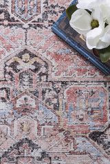 Annabel Distressed Vintage Terracotta & Sky Blue Rug - VITAL 2664-07 (with fringe)