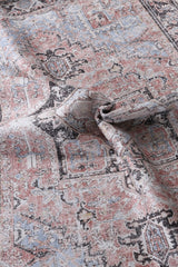 Annabel Distressed Vintage Terracotta & Sky Blue Rug - VITAL 2664-07 (with fringe)