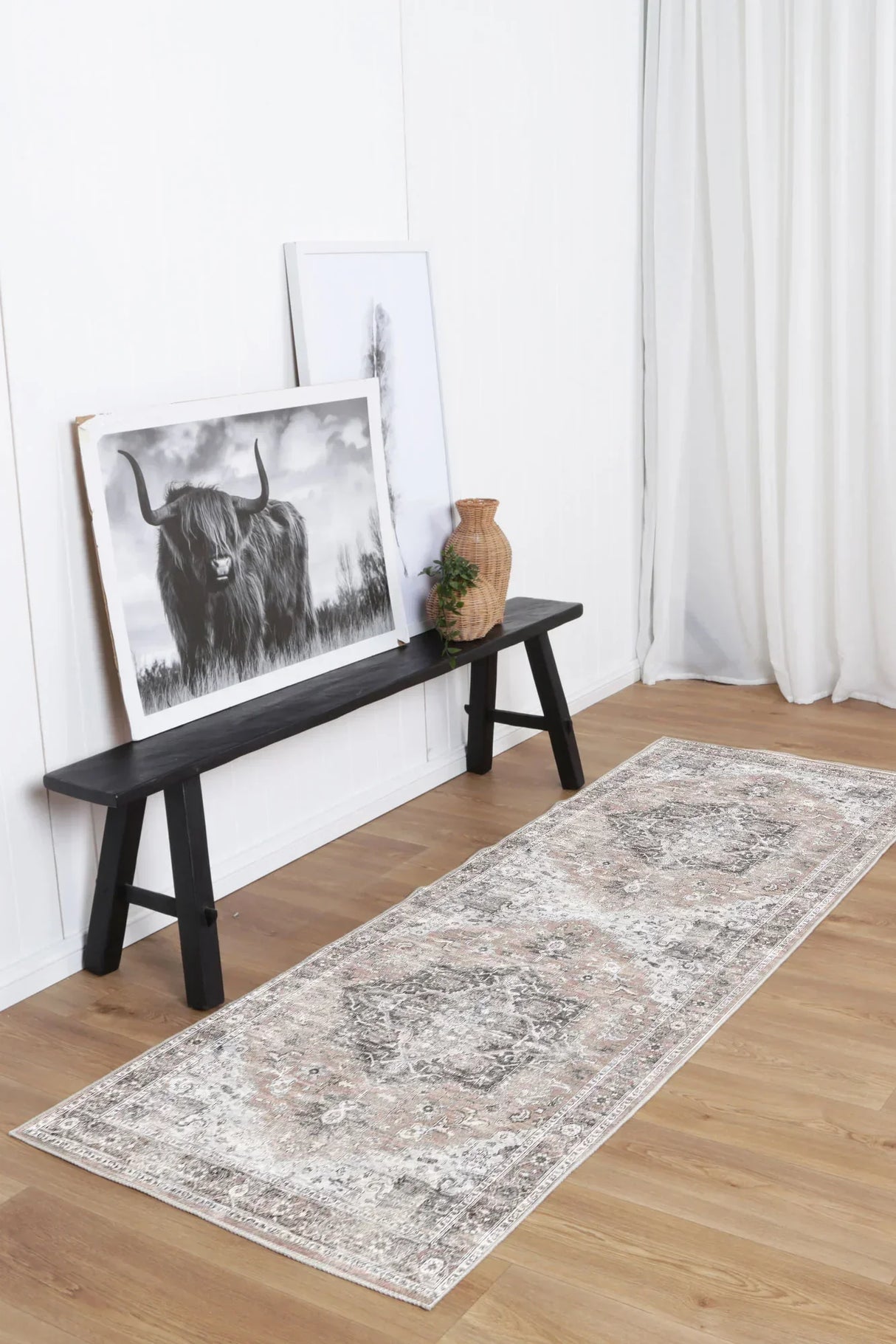 Distressed Vintage Cezanne Blush Area Runner - VITAL 3082-11