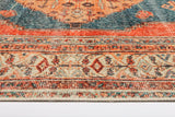 Distressed Louvre Rustic Blue Washable Rug - VITAL 3181-00