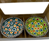 Handmade Turkish Ceramic Bowl Set – 10 cm Colorful Evil Eye Design