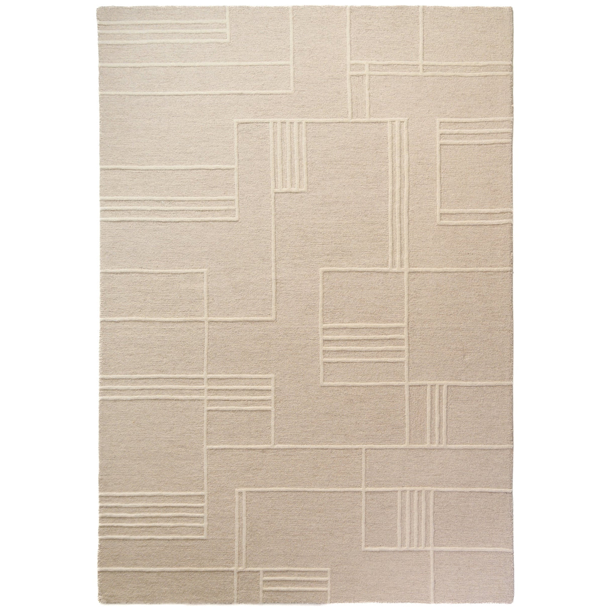 Fabien Handtufted Wool Blocks Beige