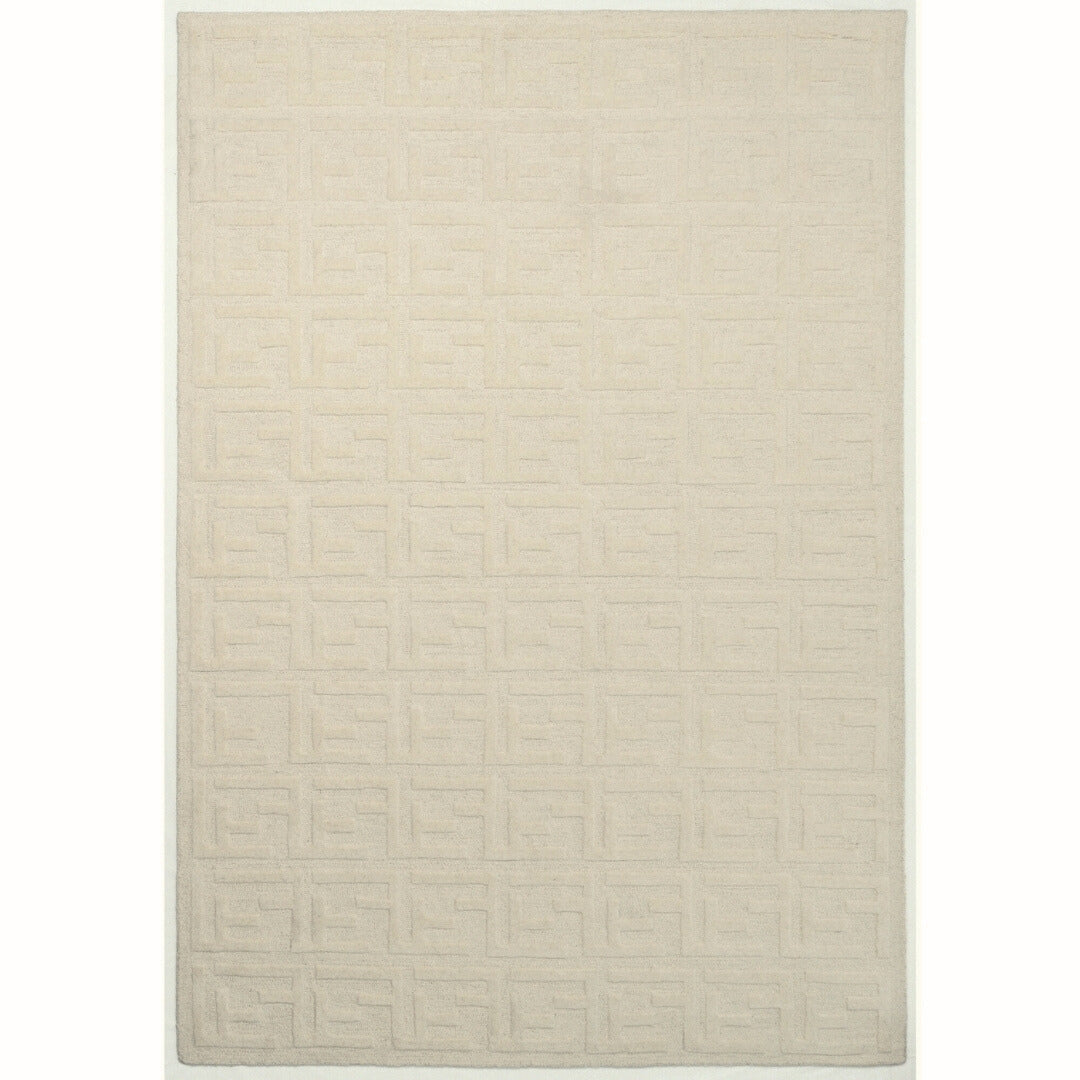 Fabien Handtufted Wool Cream Monogram