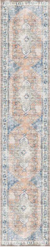 Pissarro Terracotta Blue Washable Runner - VITAL 3163-00