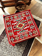 Ottoman Floor Cushion 60x60 - Red Rhombus