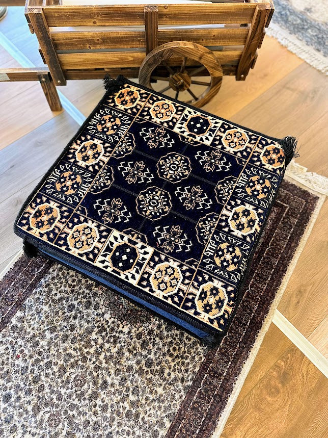 Ottoman Floor Cushion 60x60 - Navy Elegance