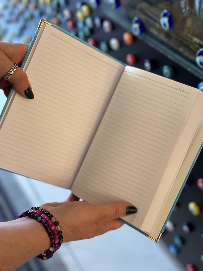 Handmade Fabric Notebook L - Blue Gold