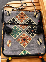 Unisex Kilim Messenger Bag Grey