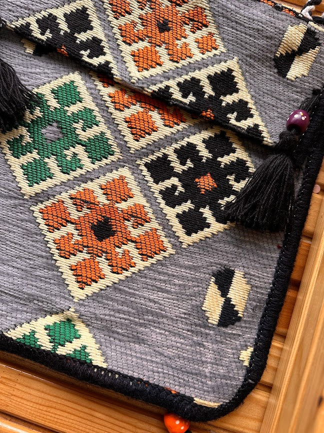 Unisex Kilim Messenger Bag Grey