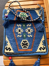 Unisex Kilim Messenger Bag Blue