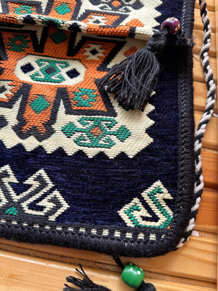 Unisex Kilim Messenger Bag Black