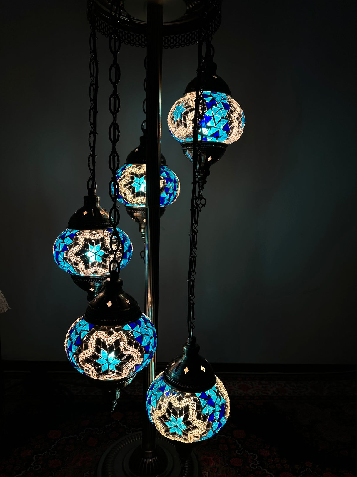 Turkish Floor Lamp with 5 Globes - SBW