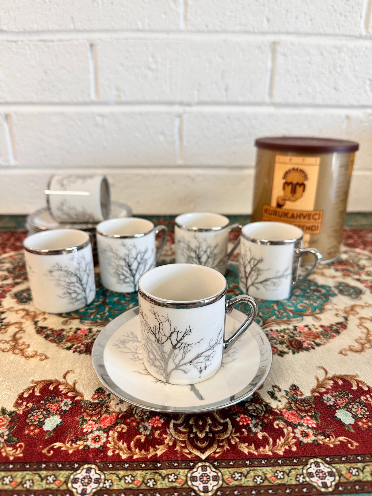 Tree of Life Pattern Turkish Coffee Set