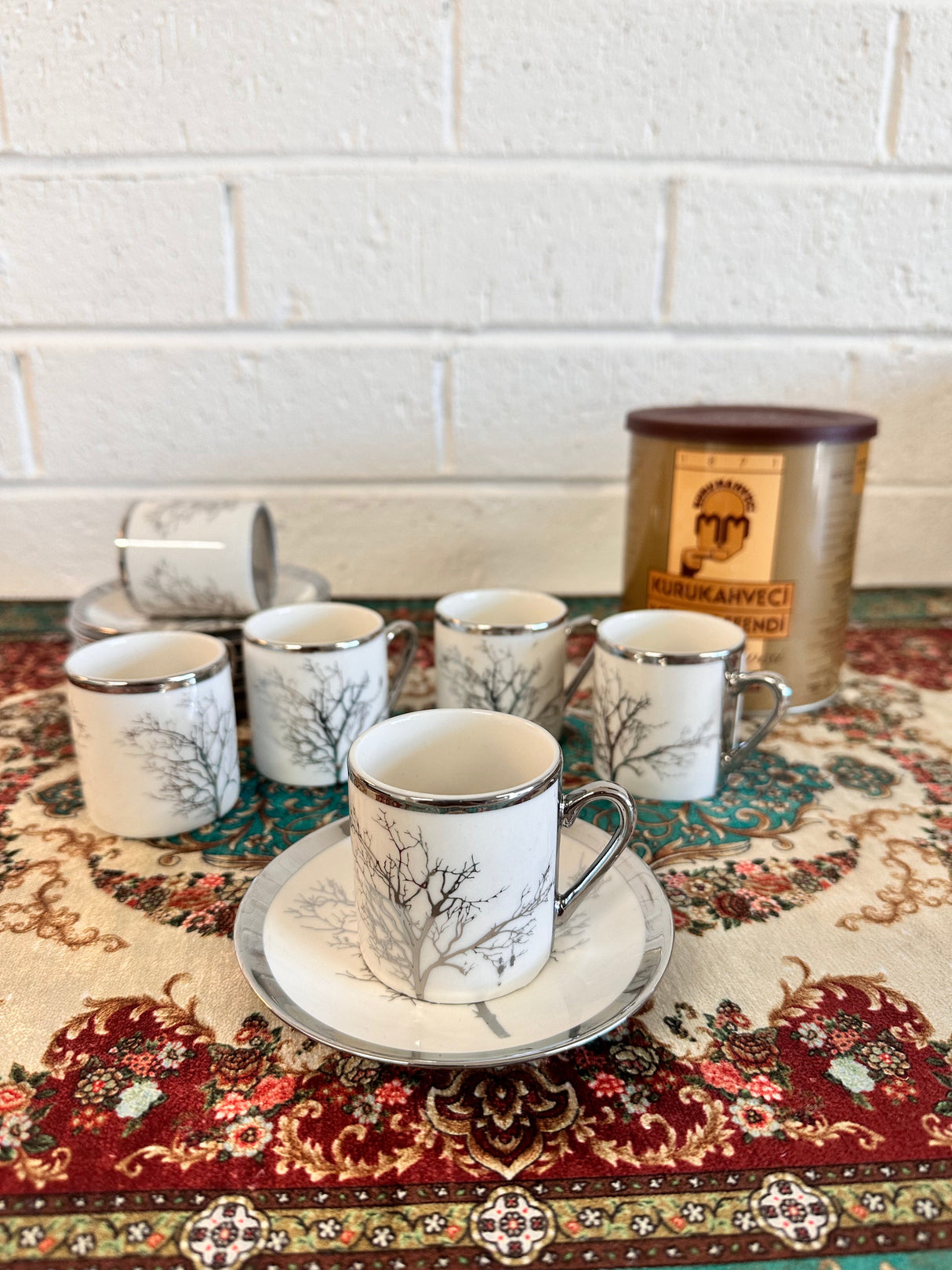 Tree of Life Pattern Turkish Coffee Set