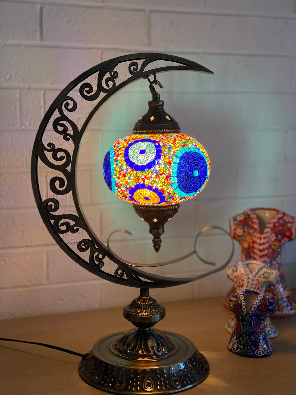 Crescent Moon Lamps - Blue Sun