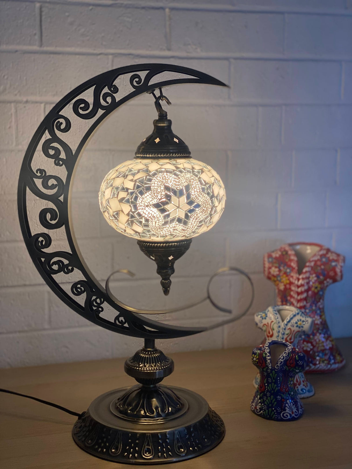 Crescent Moon Lamps - White Star