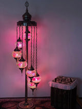 Turkish Floor Lamps 7 Pieces - Pink Crackle