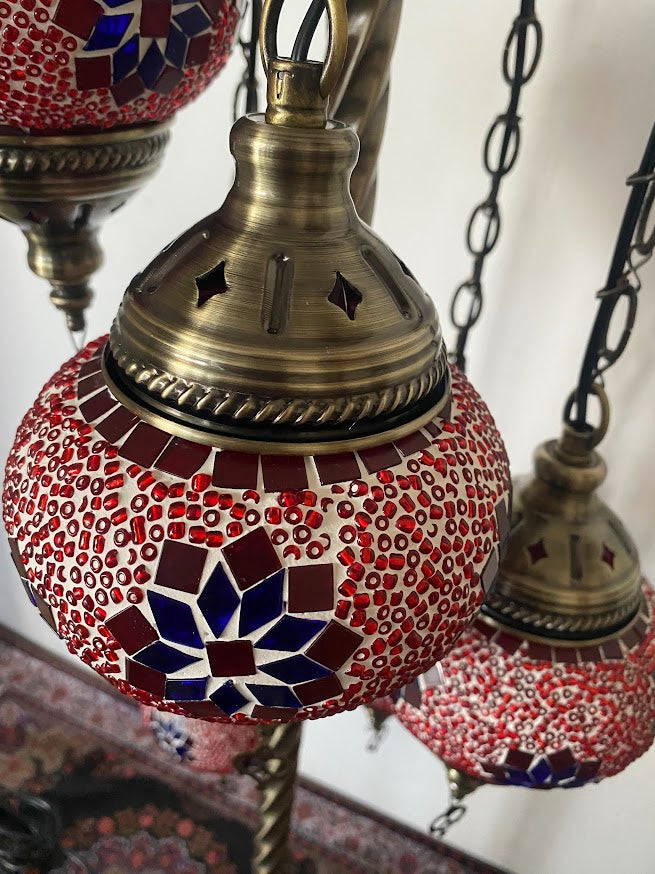 Turkish Floor Lamps 5 Pieces Red-Blue Flower