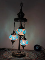 Turkish Floor Lamps 3 Pieces - Turquoise Flower