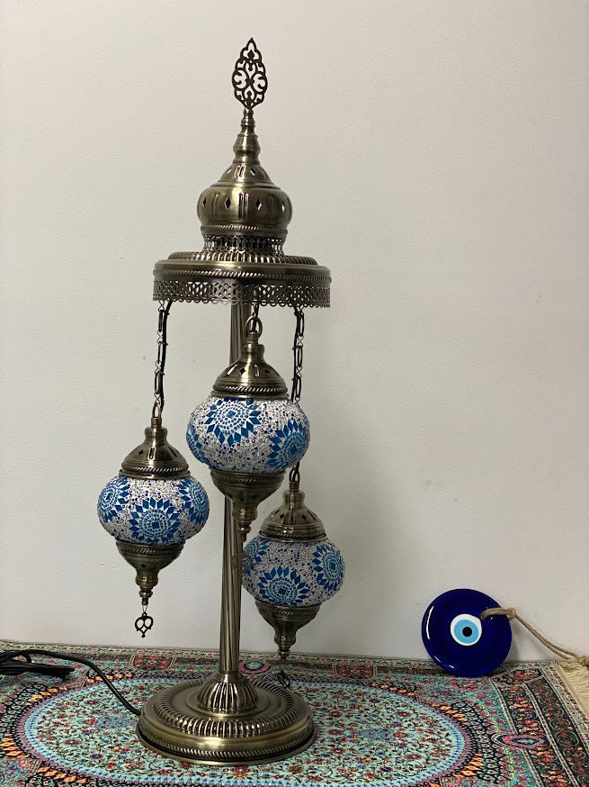 Turkish Floor Lamps 3 Pieces - Turquoise Flower