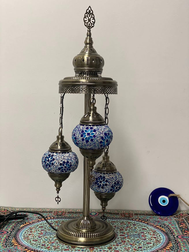 Turkish Floor Lamps 3 Pieces - Blue Flower