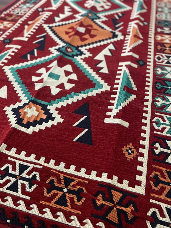 Turkish Cotton Rug Kilim - Red