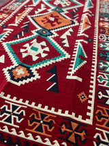 Turkish Cotton Rug Kilim - Red