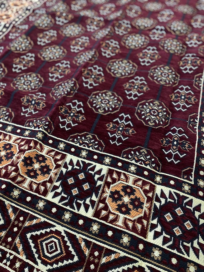 Turkish Cotton Rug Kilim - Burgundy