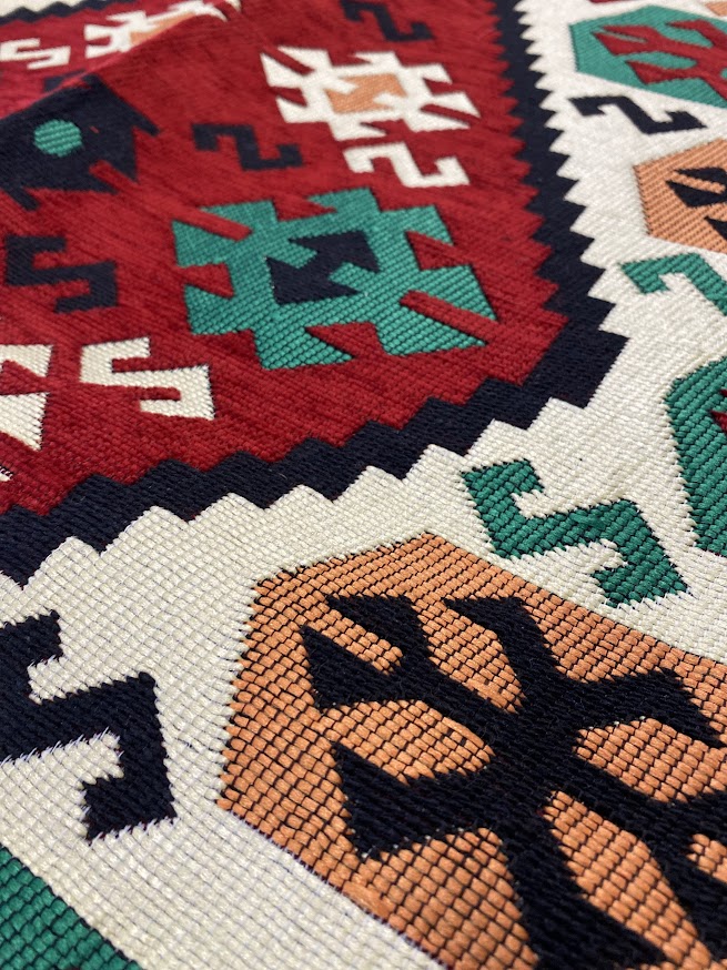 Turkish Cotton Rug Kilim - Red & White