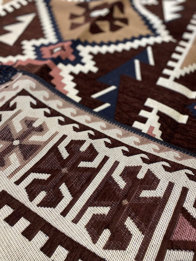 Turkish Cotton Rug Kilim - Brown