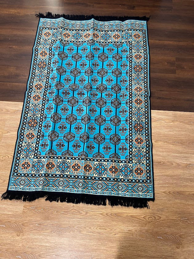 Turkish Cotton Rug Kilim - Turquoise