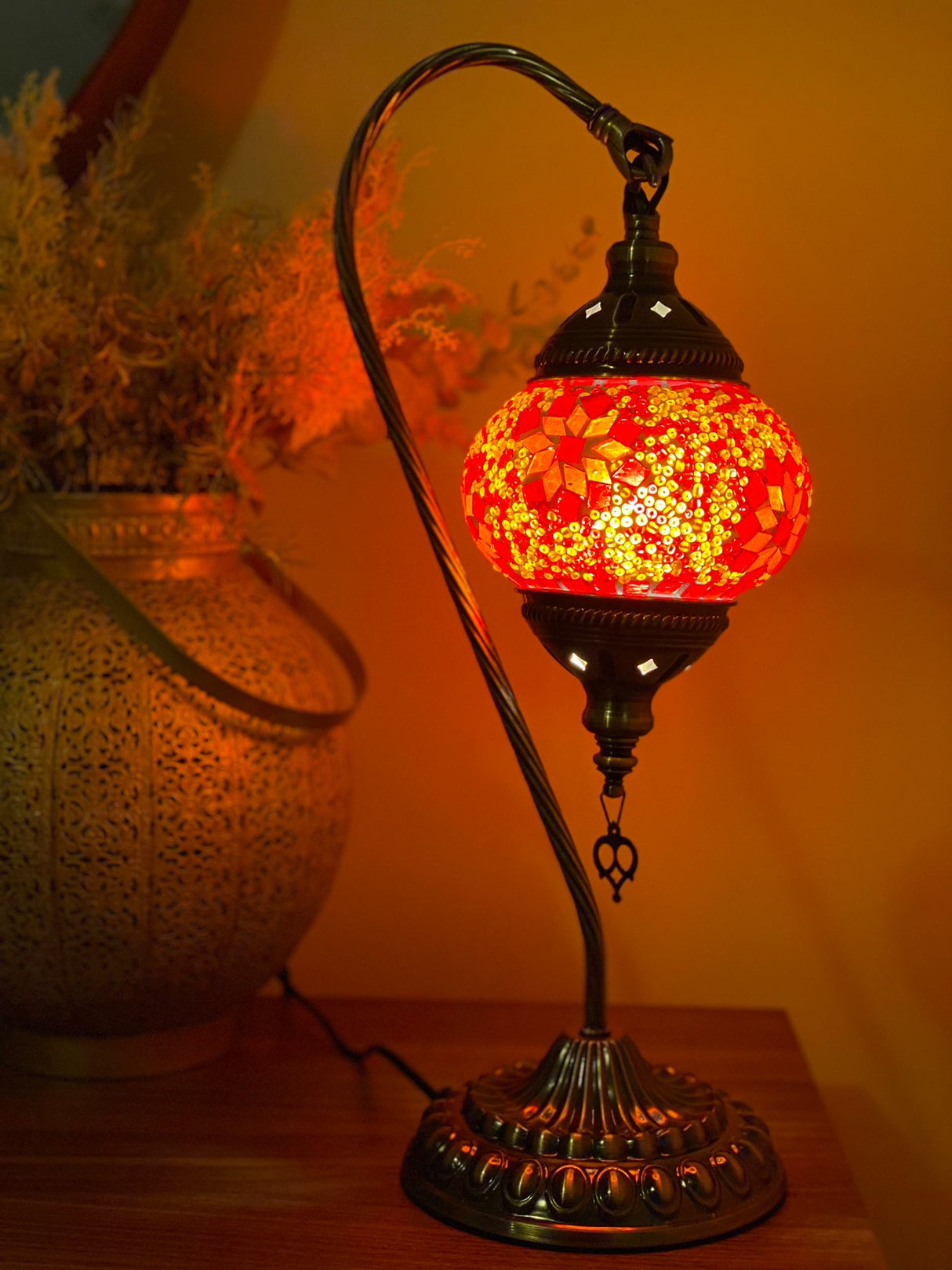 Swan Lamps - Red Orange Flower